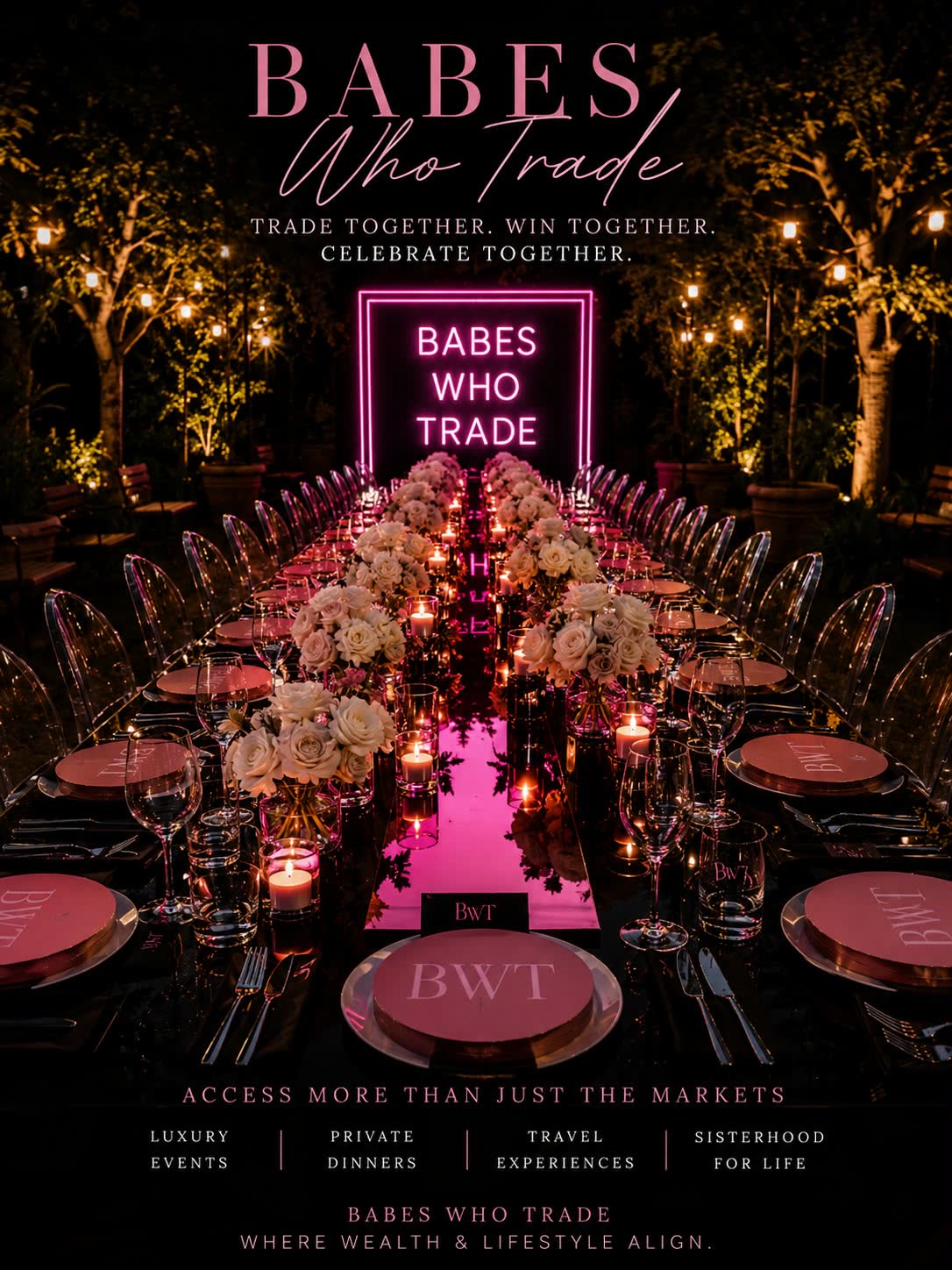 Babes Who Trade invitation — Trade together. Win together. Celebrate together.